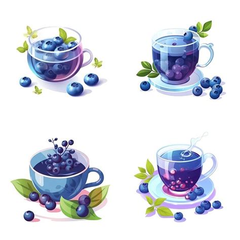 Premium Vector Isometric Vector Blueberry Tea On White Background