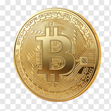 A Shiny Gold Bitcoin Coin Resting On Transparent Background