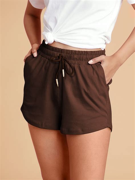 Buy Solid Chocolate Brown Womens Shorts Online