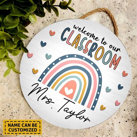 Custom Teacher Door Sign Classroom Door Sign Rainbow Door Etsy