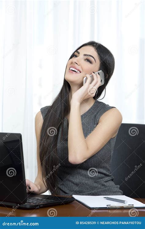 Happy Business Woman On The Phone Stock Image Image Of Adult People