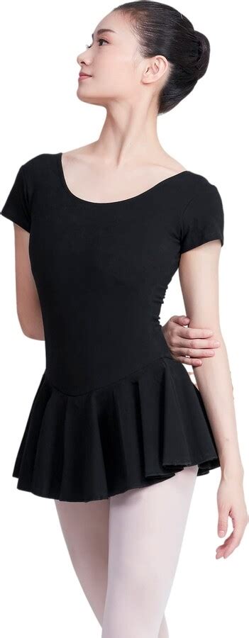 Phoeswan Skirted Dance Leotards Black Dress Short Sleeve For Women Shopstyle Tops