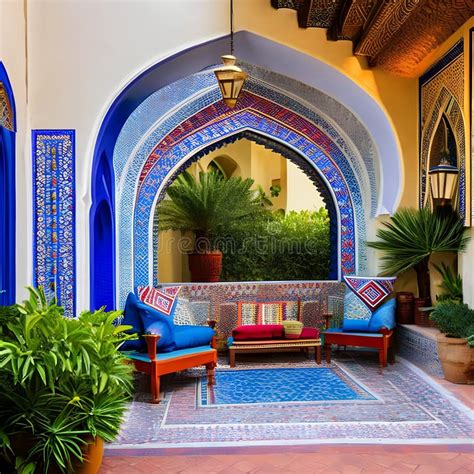 Colorful Moroccan Courtyard A Vibrant Moroccan Style Courtyard With