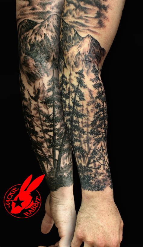 Forest Nature Tree Sleeve Tattoo By Jackie Rabbit By Jackierabbit On