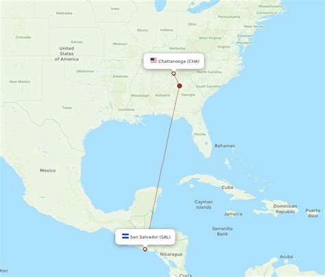 All Flight Routes From Chattanooga To San Salvador Cha To Sal Flight