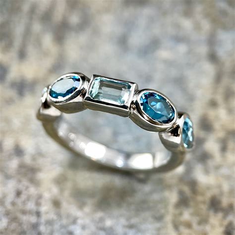 Blue Gemstone Bezel Band- SOLD - Sholdt Jewelry Design