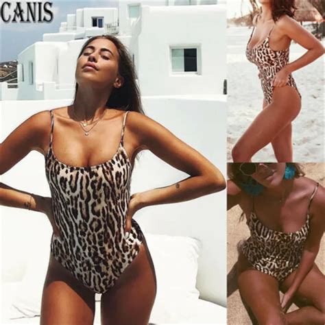 Frauen Ein Stück Leopard Bikini Decolletage Badeanzug Bademode Monokini