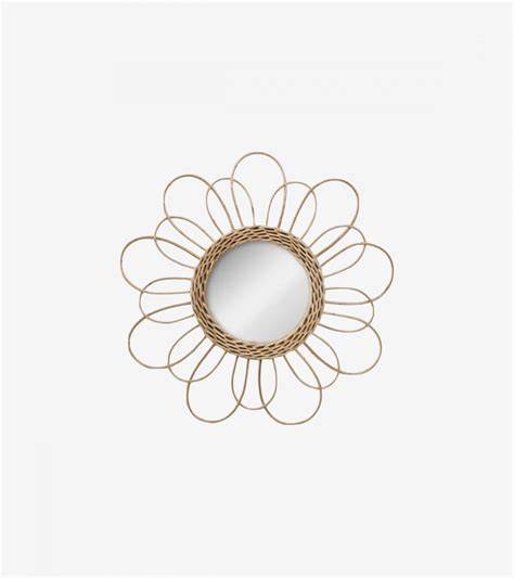 Miroir En Rotin D 38 Cm Fleur