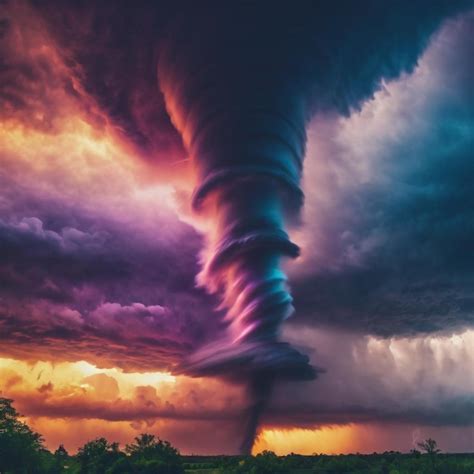 Premium Ai Image A Swirling Tornado Emerges Amidst A Vibrant Cloud