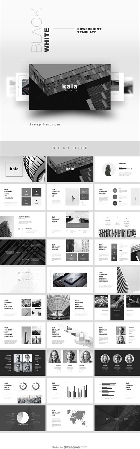 Freepiker Black And White Powerpoint Template