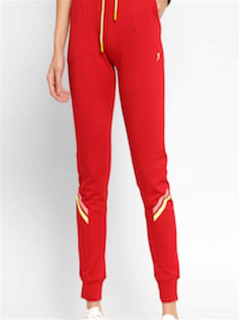 Buy Sapper Women Red Solid Slim Fit Joggers Track Pants For Women