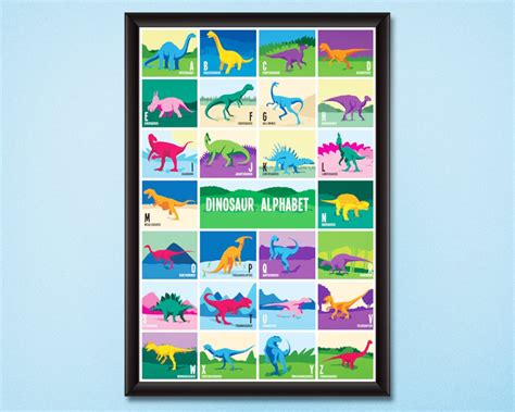 Dinosaur Alphabet Poster DIGITAL DOWNLOAD Nursery Room Home Decor Dino ...