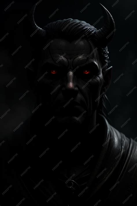 Premium AI Image | A dark portrait of a demon with red eyes and red eyes.