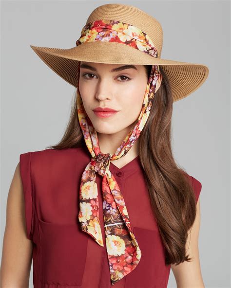 Genie By Eugenia Kim Cecily Sun Hat With Floral Scarf In Natural Lyst