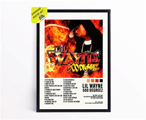 Lil Wayne 500 Degreez Poster Album Cover Poster Tracklist - Etsy