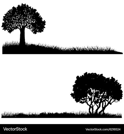 Tree And Grass Silhouette Royalty Free Vector Image