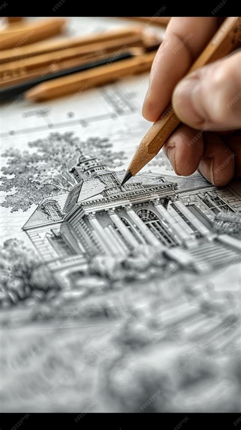 Premium Photo | Closeup of a hand drawing architectural plans