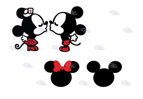 Mickey And Minnie Kissing Silhouette Clip Art