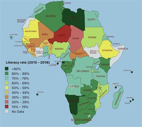 Literacy Rate In Africa 2015 2018 Maps On The Web