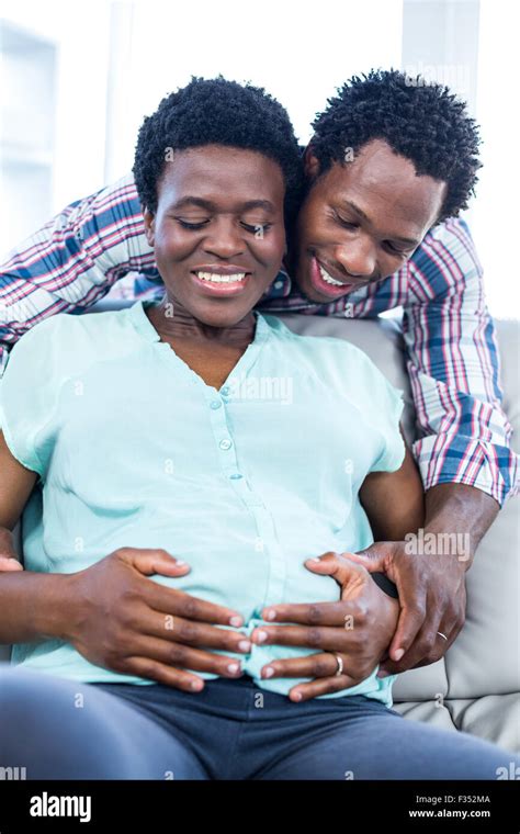 Pregnant Woman Touching Her Stomach Stock Photo Alamy