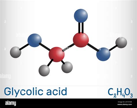 Ácido glicólico ácido hidroacético o hidroxiacético molécula C2H4O3