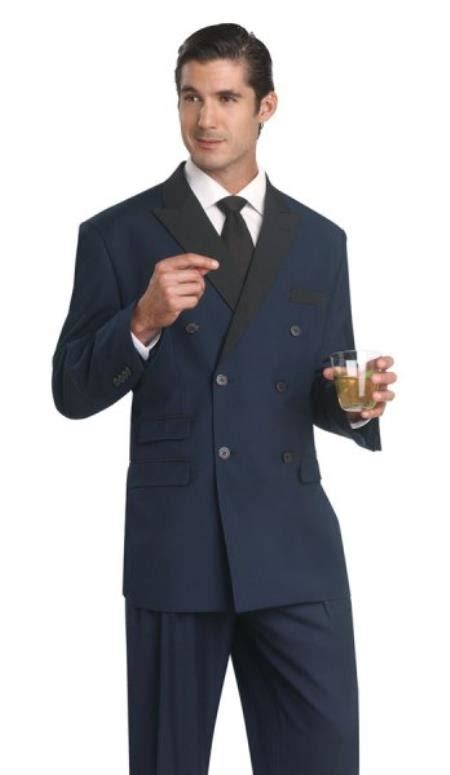 Navy Blue Men Suits Wedding Suits Groom Double Breasted Custom Tuxedos