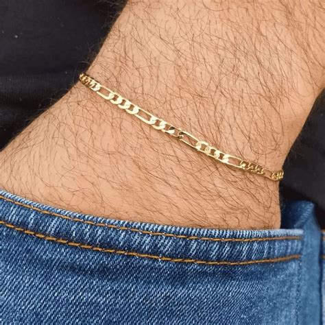 Pulseira Masculina Elo 3 Por 1 Fina Banho Ouro 18k