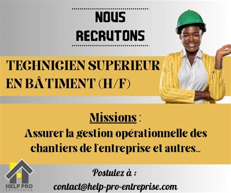 Technicien Superieur En Batiment H F Y A Bara Offres D Emplois Et