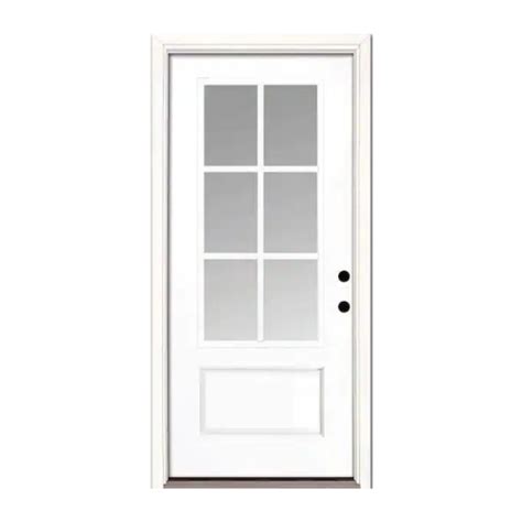 6 Lite Over 1 Panel Classic Fiberglass Exterior Prehung Single Door 34 Lite Left Hand