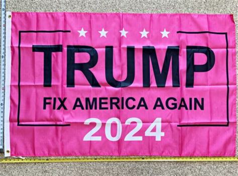 Donald Trump Flag FREE SHIPPING 2024 Don Jr Fix America Again PINK USA