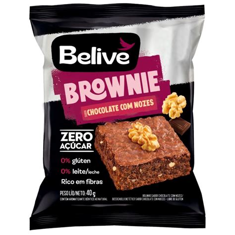 Brownie de Chocolate Nozes Belive 40g Sem Glúten Leite e Açúcar