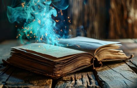 Premium Photo Open Book With Magic Light And Smoke On Dark Background