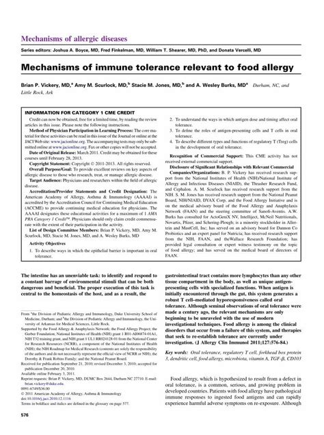 Pdf Mechanisms Of Immune Tolerance Relevant To Food Allergy Dokumen