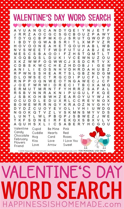 Valentine S Day Word Search Printable Happiness Is Homemade