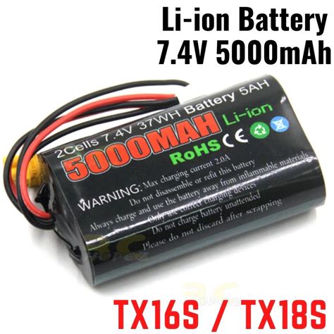 2s 5000mah 7 4v Li Ion Battery With Xt30 Plug Compatible For Tx16s Tx18s Bg5000 Rc Hopez