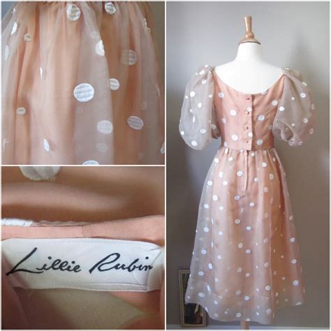 1980s Lillie Rubin Nude Organza Polka Dot Dress • Coco Pêche Etsy