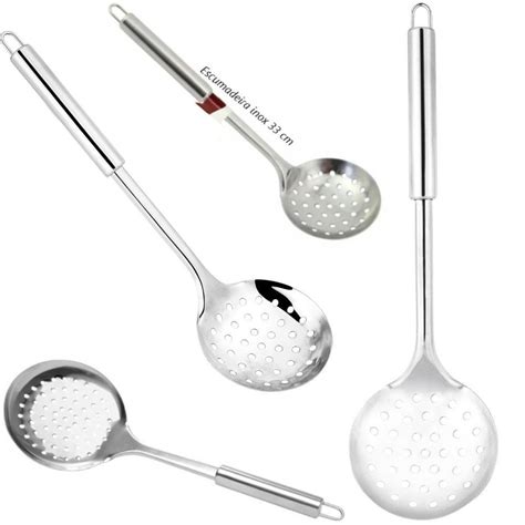 Kit 3 Escumadeiras Em Inox 32cm Frituras Salgados Clink em Promoção