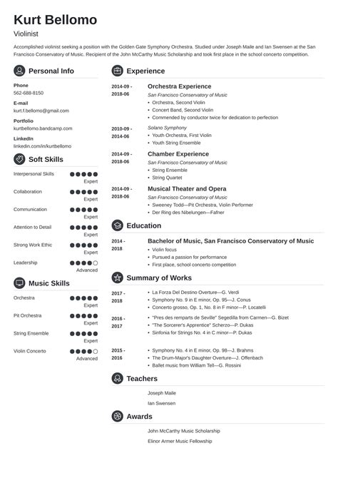 Music Resume Examples And Templates For 2025