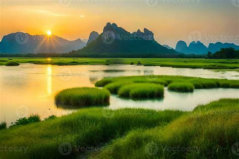 the li river, china, mountains, sunrise, landscape, nature, river ...