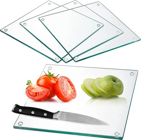 Hacaroa Set Of 4 Tempered Glass Cutting Board 10x10 Square Chopping