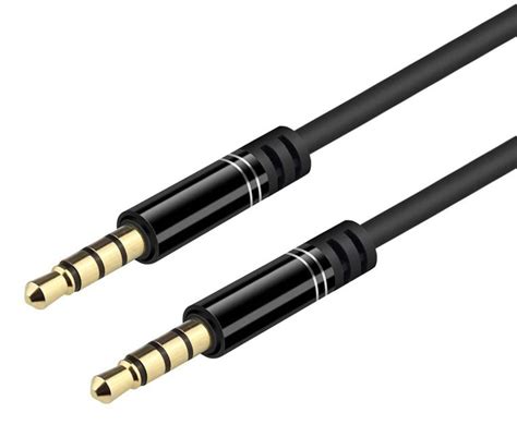 1m Slim 3 5mm 4 Pole TRRS Cable Black