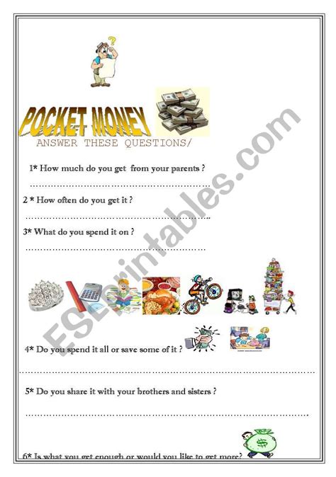 Teenagers And Pocket Money Esl Worksheet By Joliali