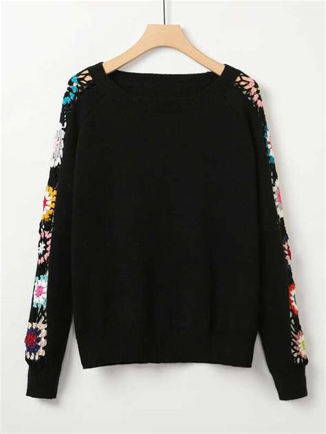 Shein Lune Plus Floral Pattern Raglan Sleeve Sweater Shein Usa