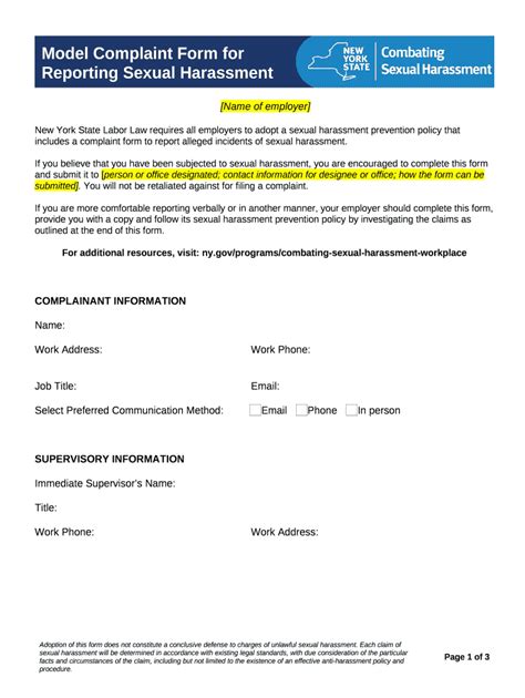 Complaint For Reporting Sexual Harassment Employment Law Doc Template Pdffiller