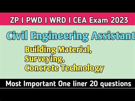 Civil Engineering Assistant L Pwd L Wrd L Most Important One Liner