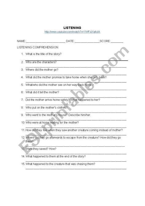 Listening Comprehension Exercise Esl Worksheet By Matrisha