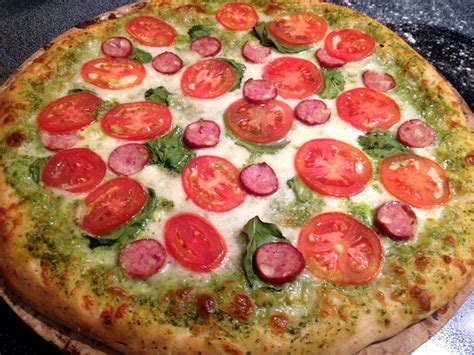 Call Me Mrs Rapp Pesto Pizza With Roma Tomatoes And Chicken Sausage