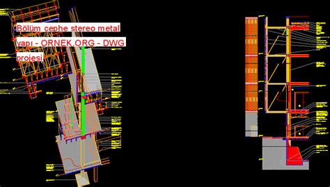 Proje Sitesi Bölüm cephe stereo metal yapı Autocad Projesi