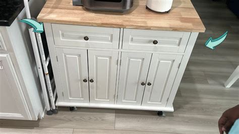 Squireewo Kitchen Cart With Wood Top Breakfast Bar Youtube