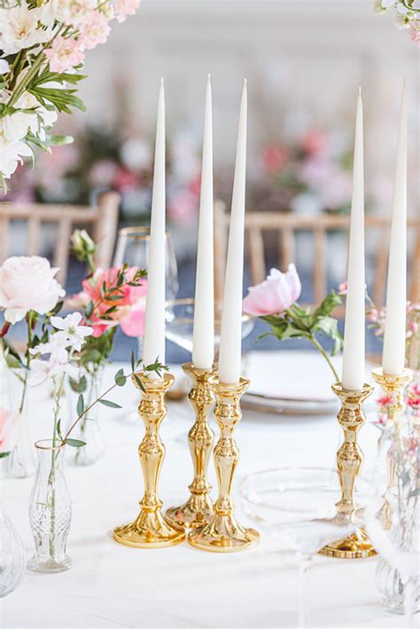 Gold Candlesticks Glass Bud Vases A Country Garden Wedding Uk